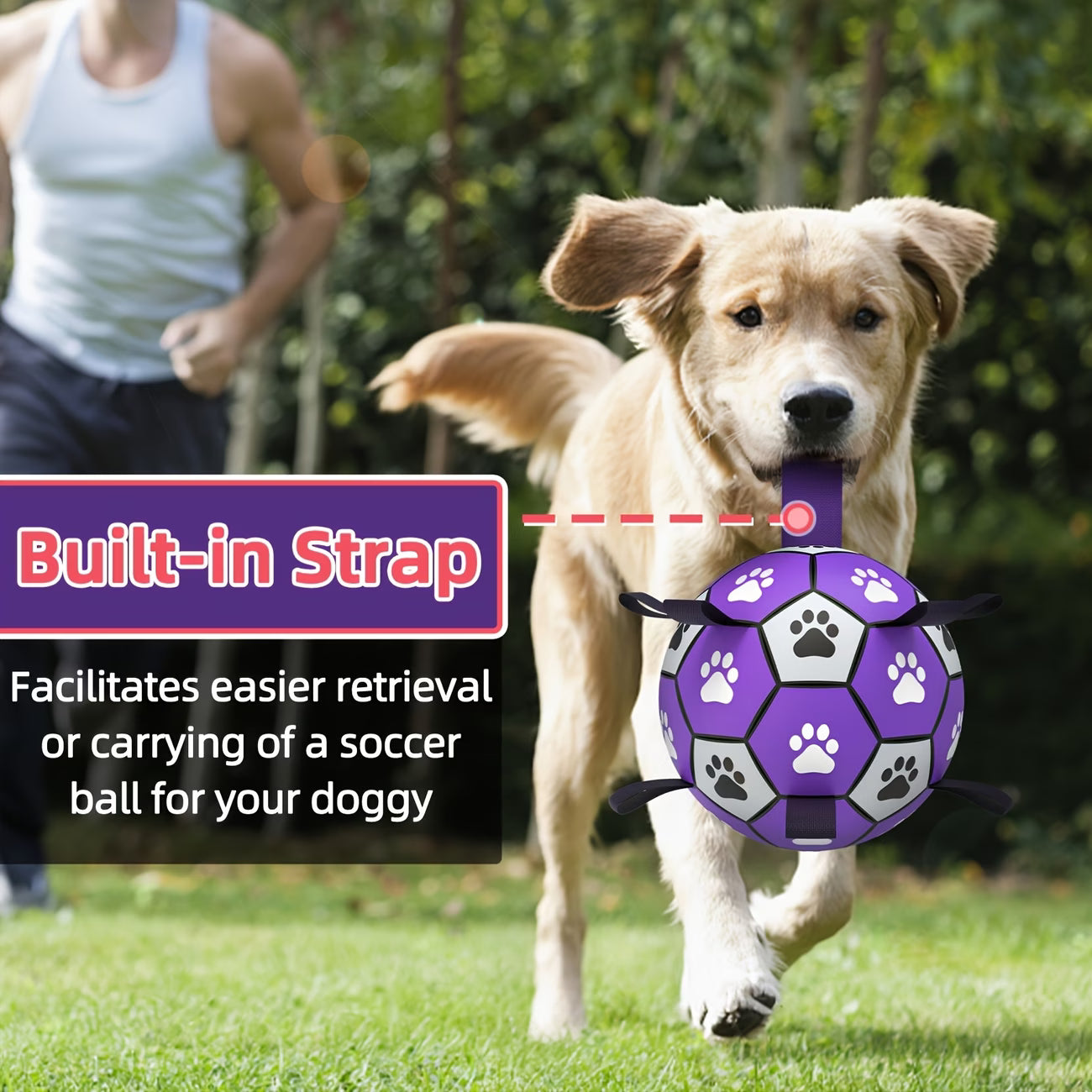 Dog Toys Soccer Ball with Straps, Durable Interactive Training Dog Soccer Ball for Small Medium Large Dogs Breed