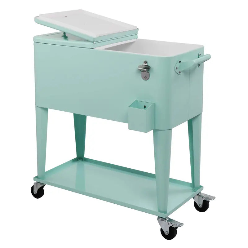 80 Quart Rolling Ice Chest - Portable Cooler Cart