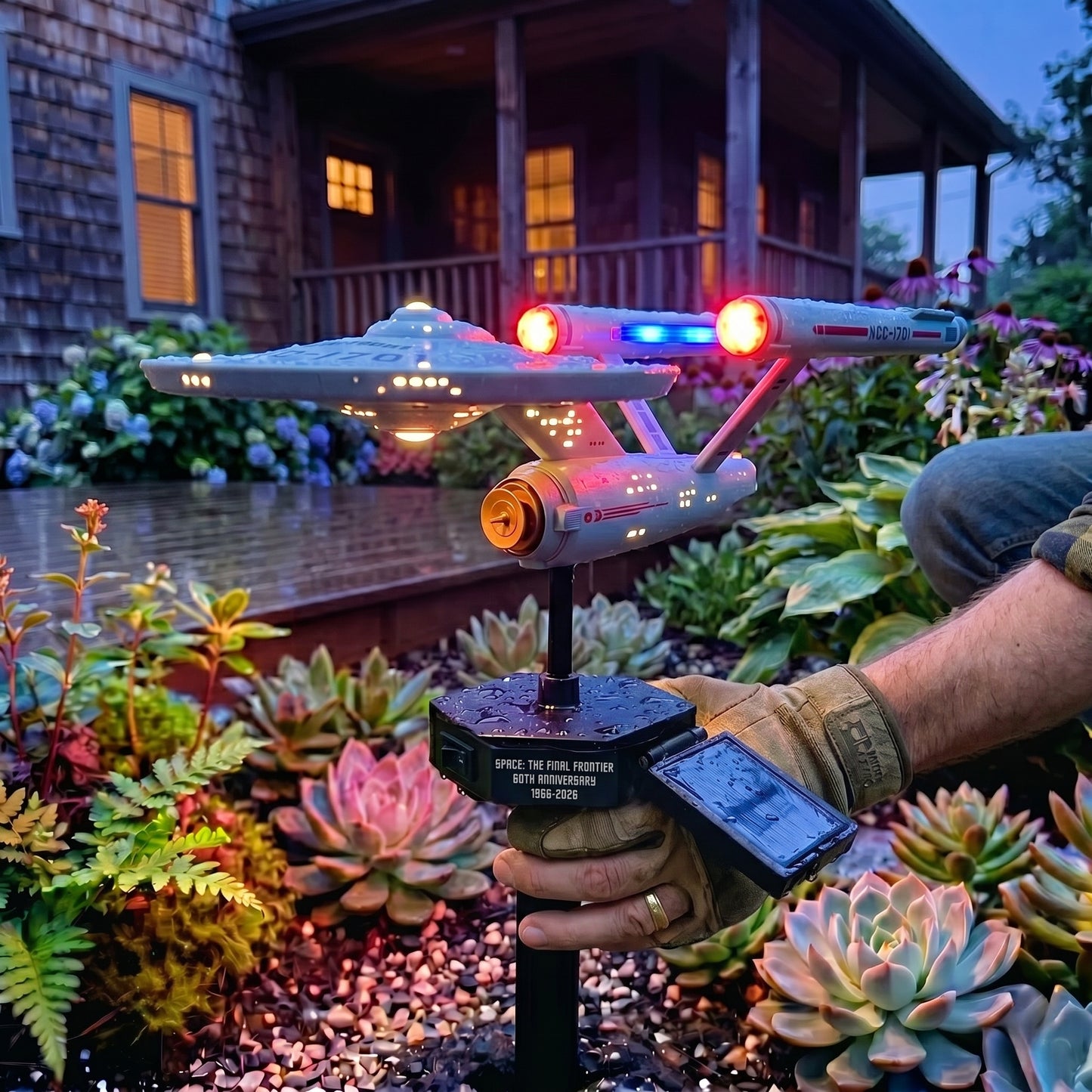 ST 60th Anniversary Enterprise NCC-1701 Solar Garden Light