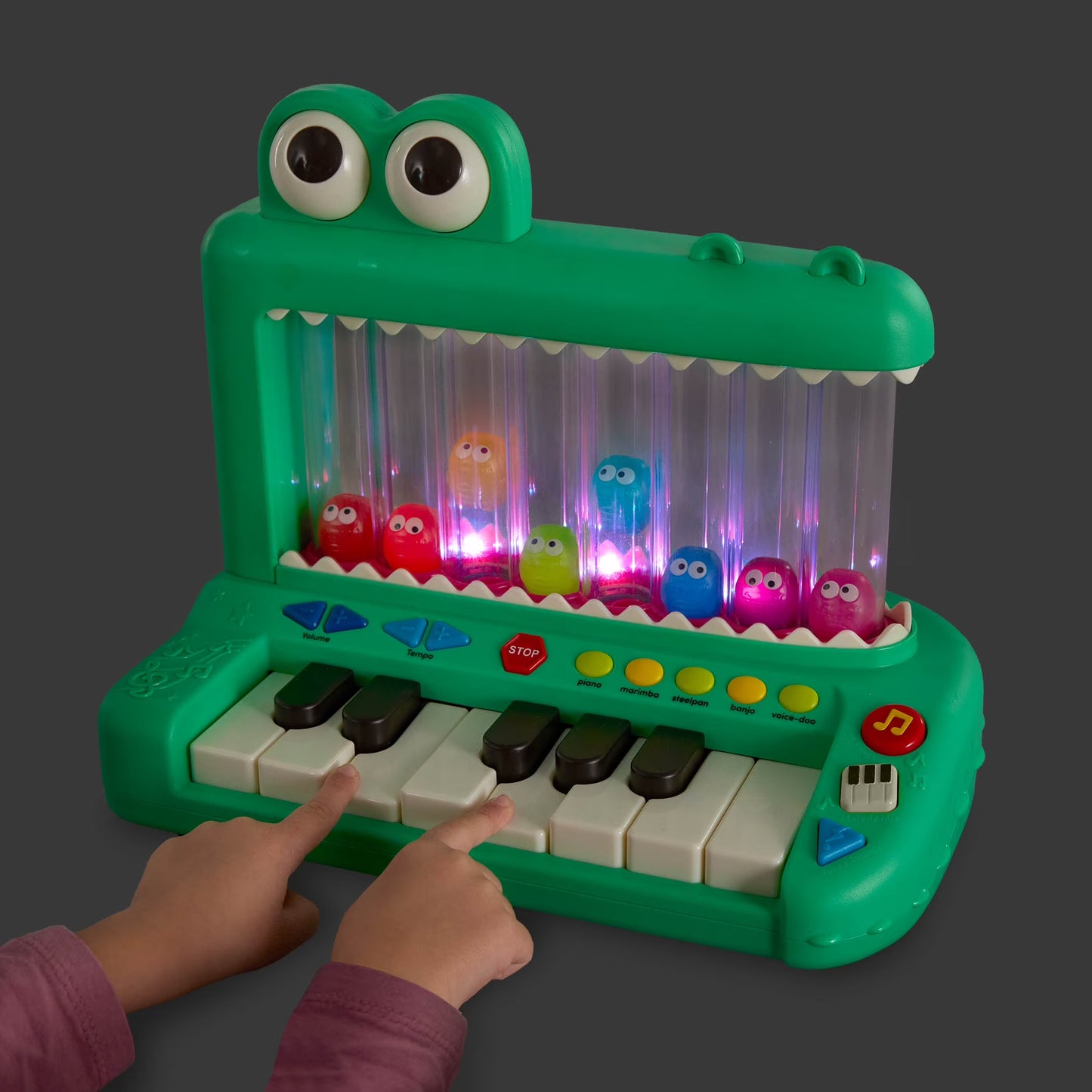 Battat Croco Pop Piano Toy Keyboard with Songs Sounds Lights, Baby and Toddler Toys