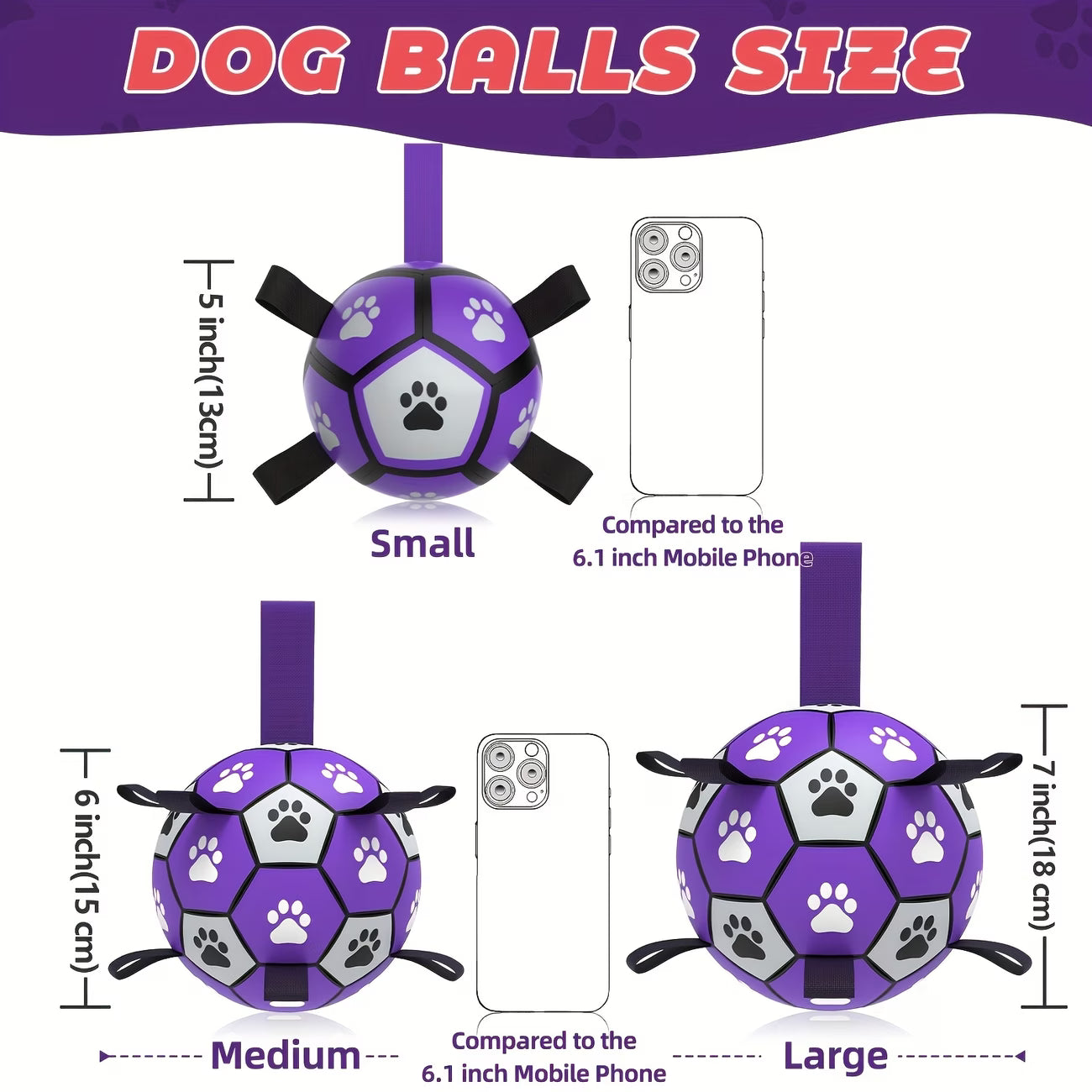 Dog Toys Soccer Ball with Straps, Durable Interactive Training Dog Soccer Ball for Small Medium Large Dogs Breed