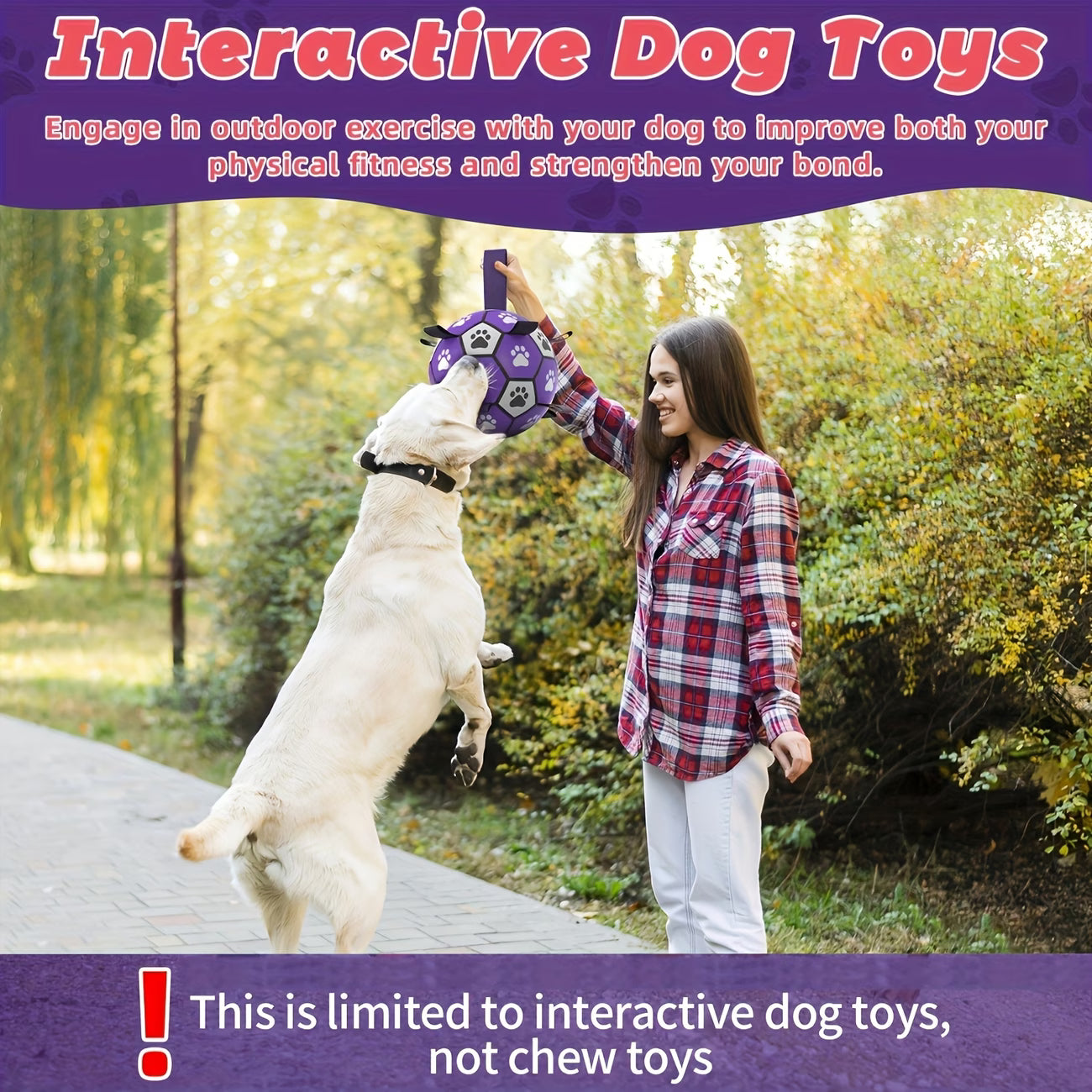 Dog Toys Soccer Ball with Straps, Durable Interactive Training Dog Soccer Ball for Small Medium Large Dogs Breed